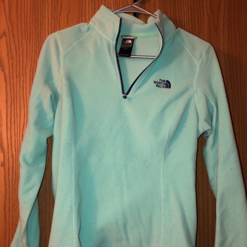 Teal North Face fleece zip up - small